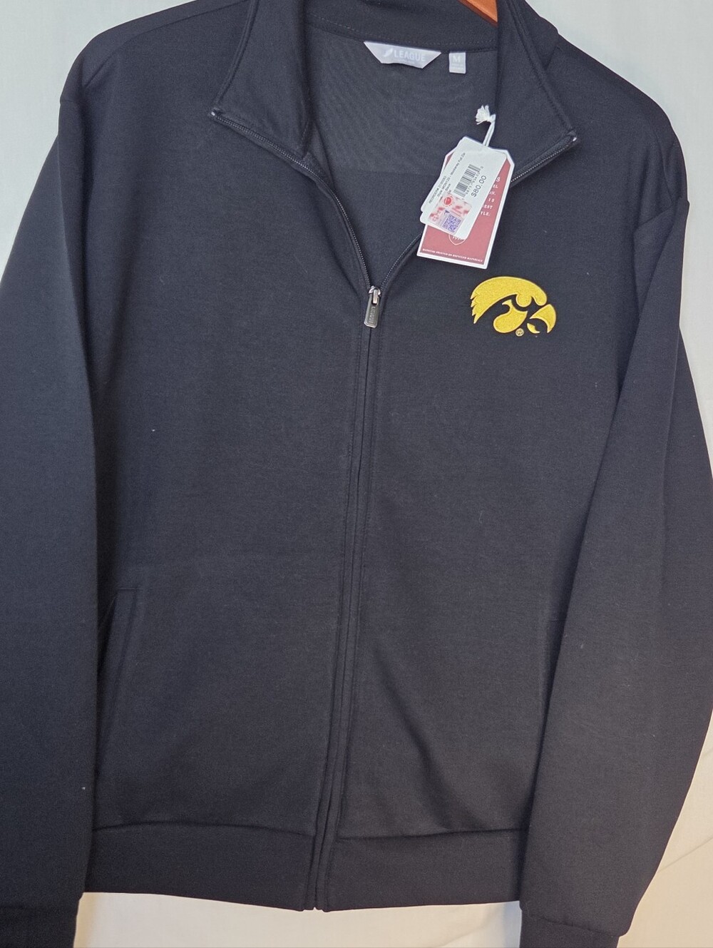 League 1991 Monterey Full Zip Iowa Hawkeyes Black Jacket Sz M Sporty Comfy